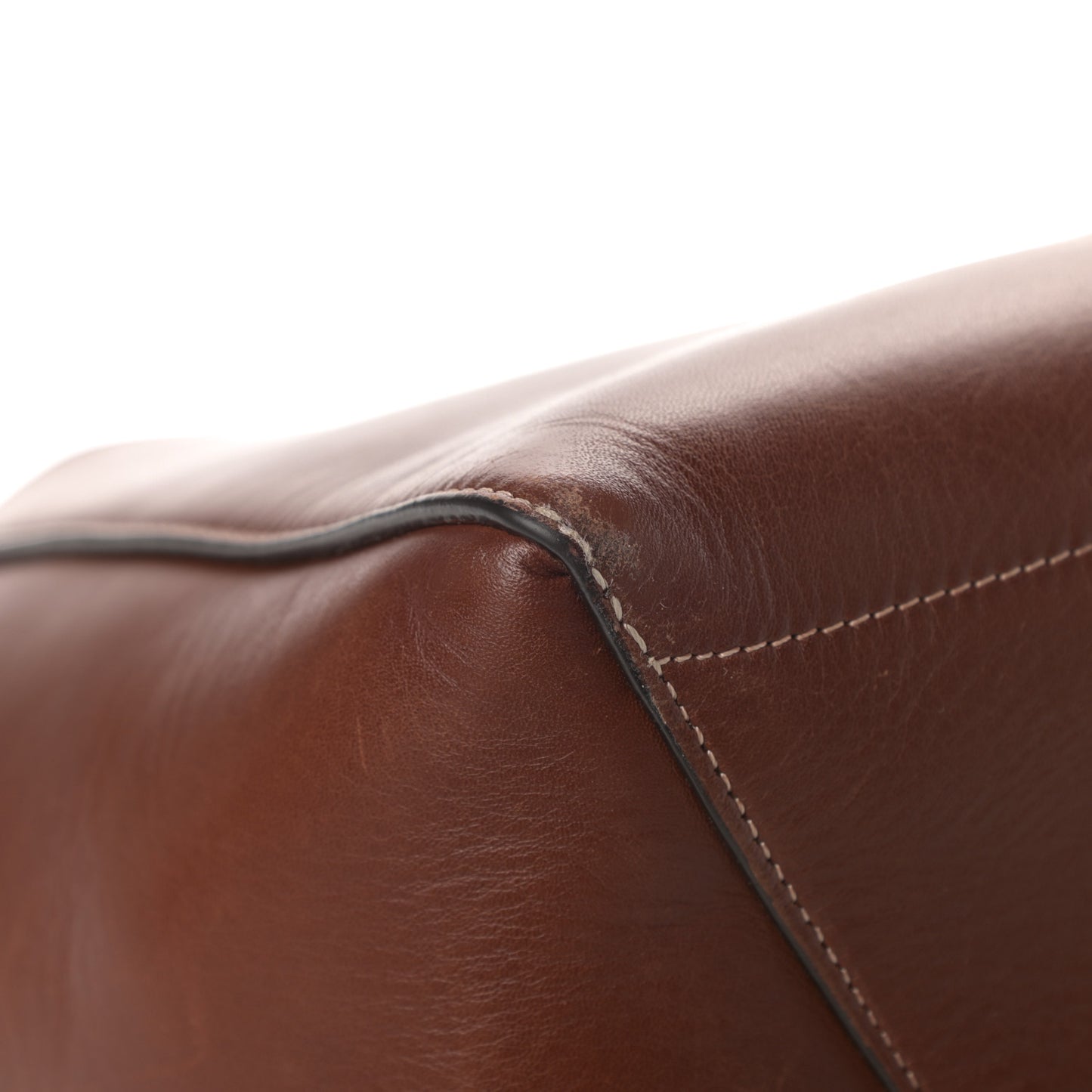 Natural Calfskin Sangle Bucket Bag Dark Brown