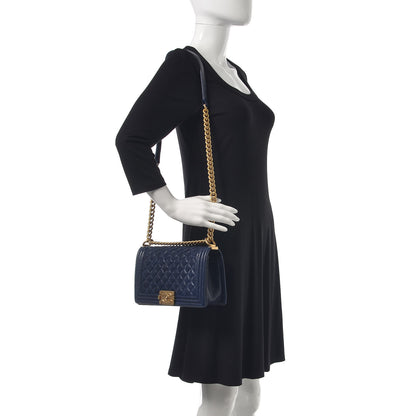 Chanel Caviar Quilted Medium Boy Flap Dark Blue 2 of 10