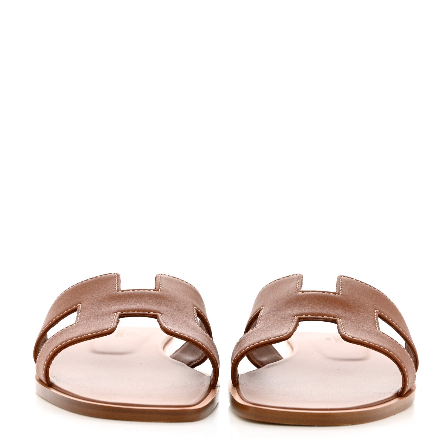 Hermes Box Calfskin Oran Sandals 38 Gold 2 of 9