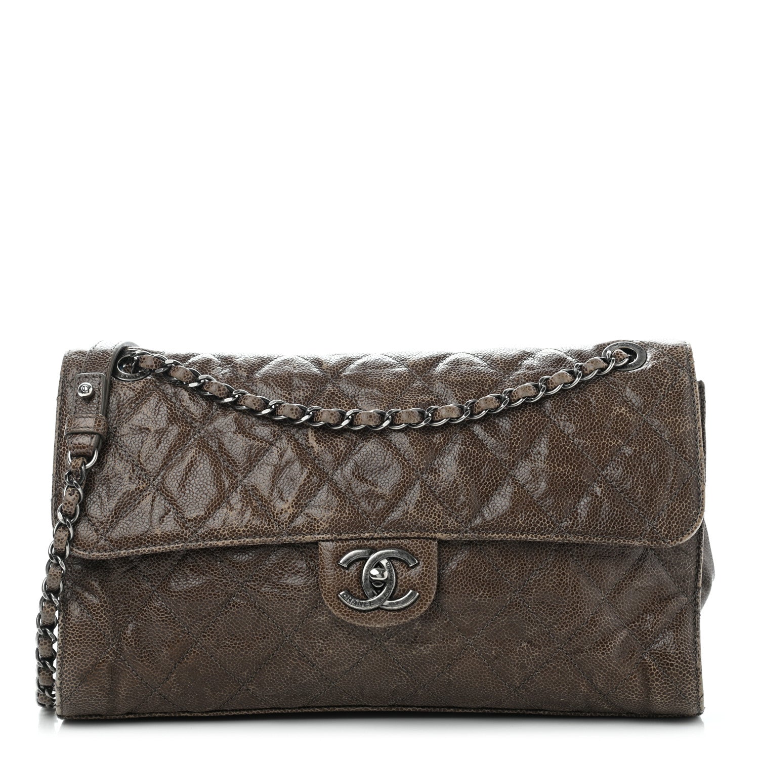 Chanel Crumpled Grained Calfskin Jumbo CC Crave Flap Beige 1 of 21