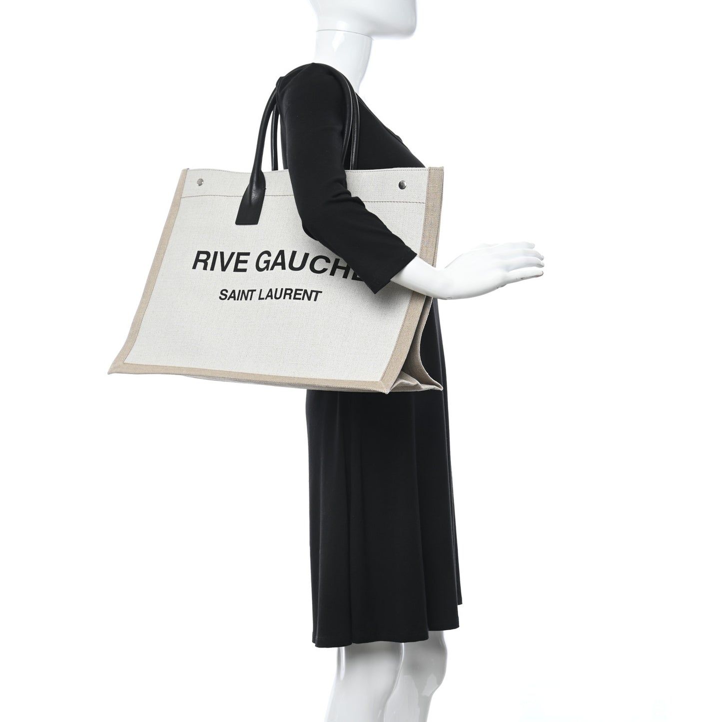 Linen Calfskin Rive Gauche Tote Optic White