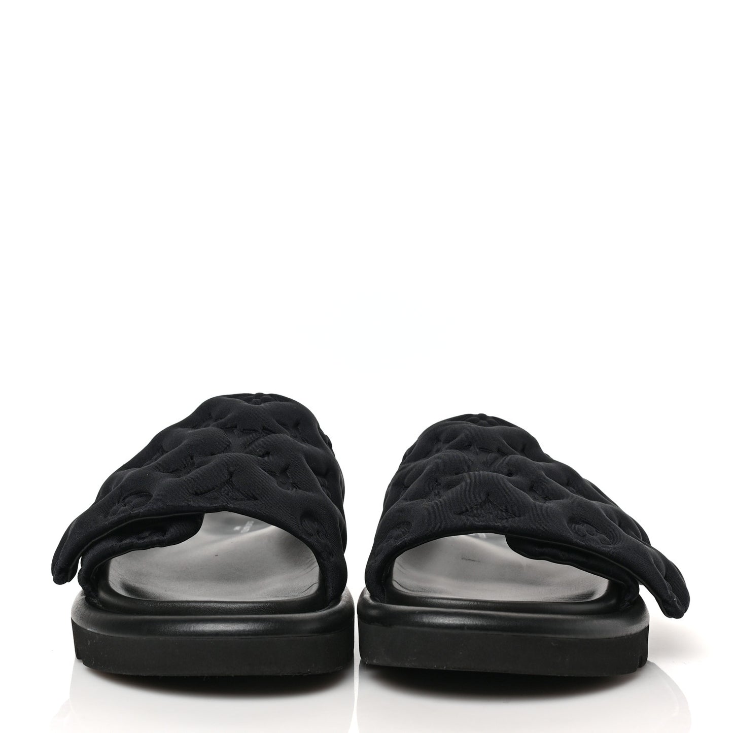 Technical Fabric Embossed Monogram Pool Pillow Comfort Mules 36 Black