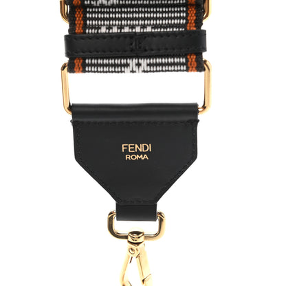 Fendi Cannete Ribbon Poly Vitello Century Logo Adjustable Strap You White Brandy Black 3 of 5