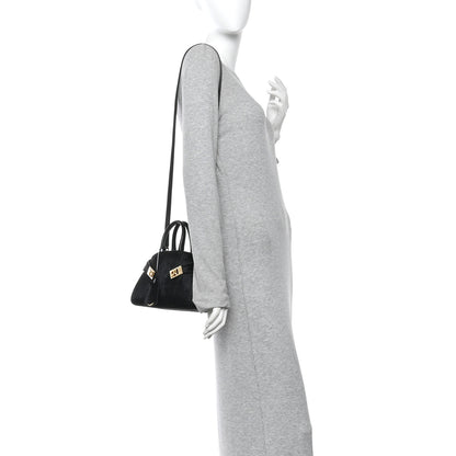 Salvatore Ferragamo Pony Hair Mini Hug Bag Black 2 of 10