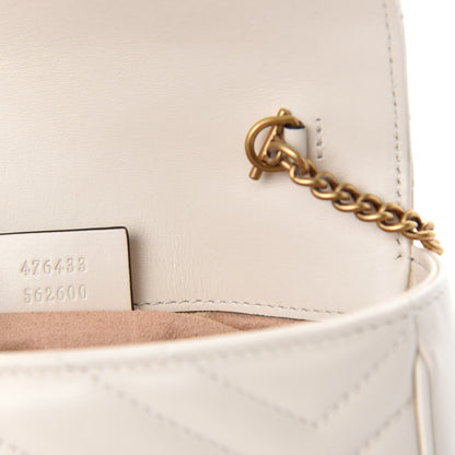 Gucci Calfskin Matelasse Super Mini GG Marmont Shoulder Bag White 9 of 11
