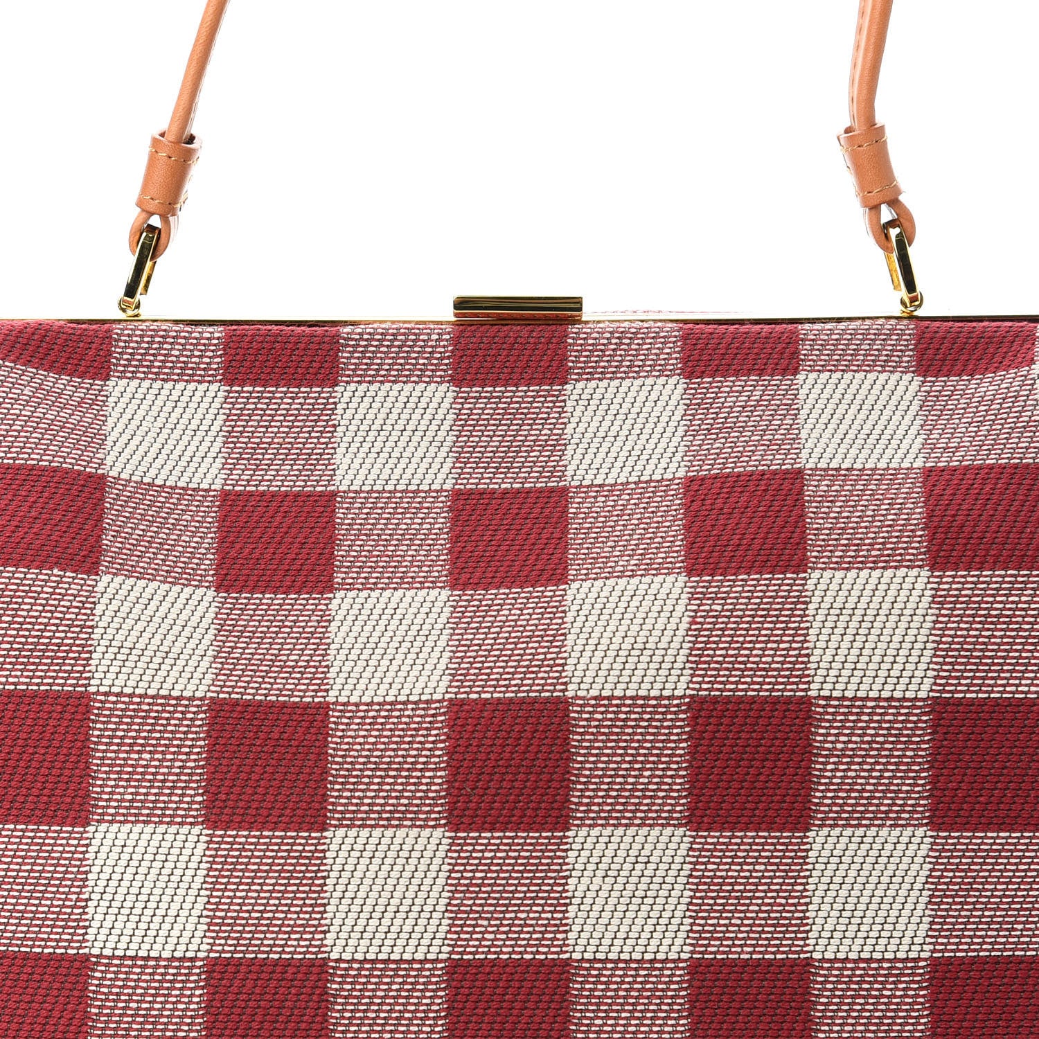 Mansur Gavriel Canvas Check Elegant Top Handle Bag Flamma 9 of 9
