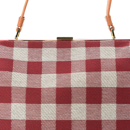 Mansur Gavriel Canvas Check Elegant Top Handle Bag Flamma 9 of 9