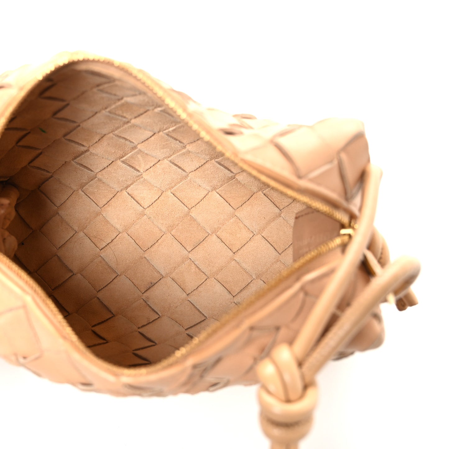 Nappa Intrecciato Mini Loop Camera Bag Almond