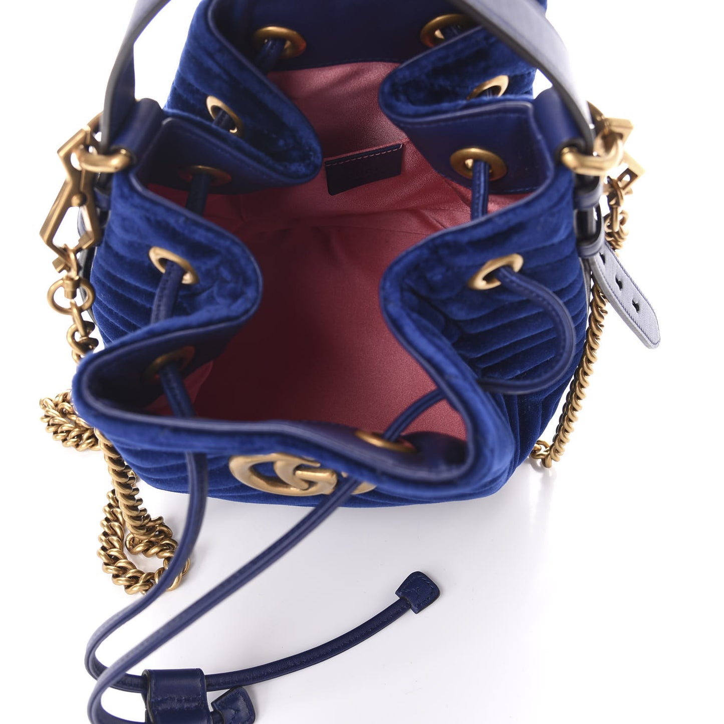 Velvet Matelasse GG Marmont Bucket Bag Cobalt Blue