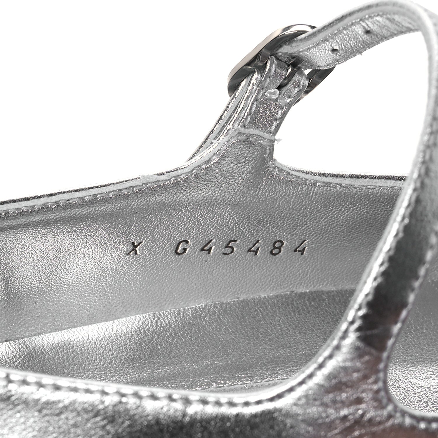 Chanel Laminated Calfskin Grosgrain Mary Janes Flats 37 Silver Black 9 of 12