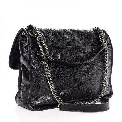 Saint Laurent Crinkled Calfskin Matelasse Monogram Medium Niki Chain Satchel Black 3 of 13