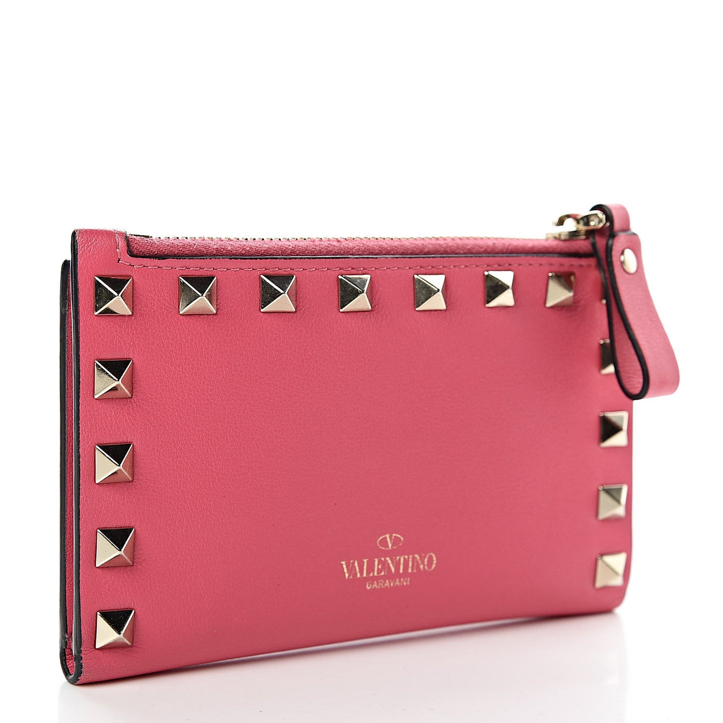 Vitello Rockstud Coin Case Card Holder Shadow Pink