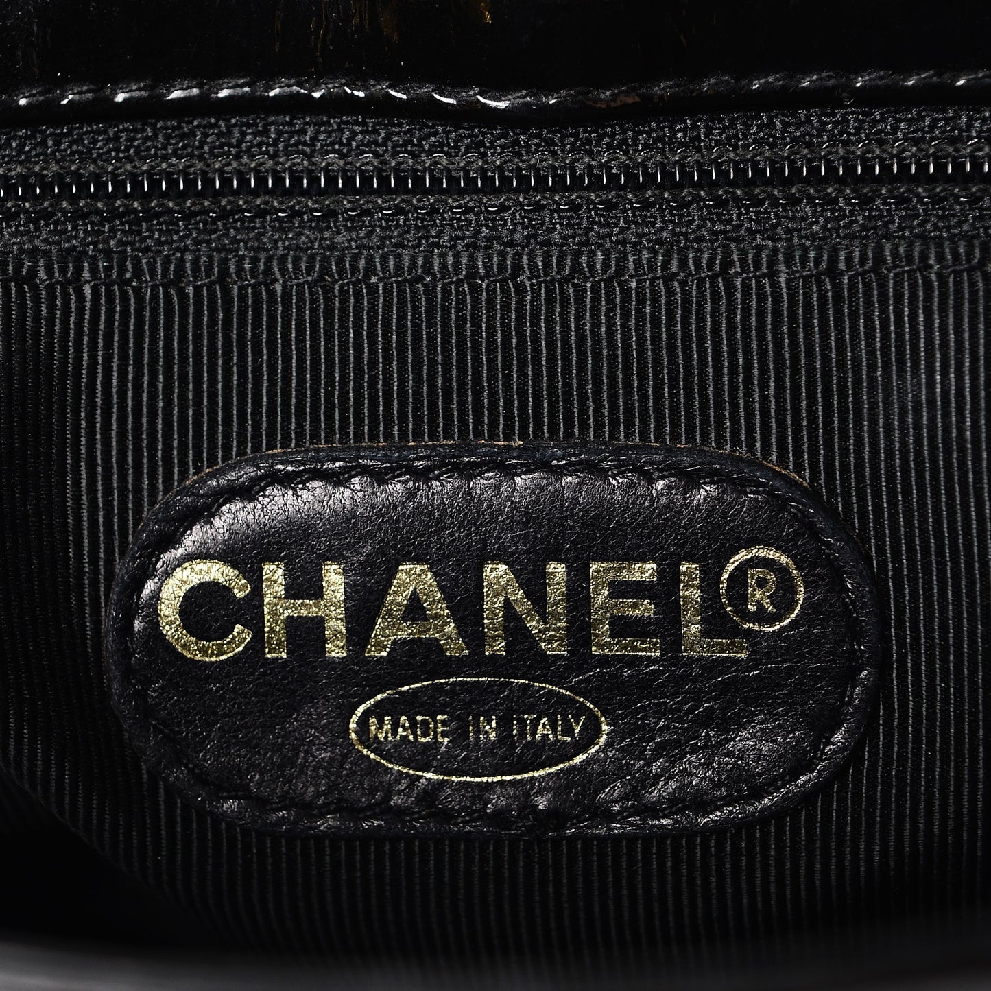 Patent CC Shoulder Bag Black