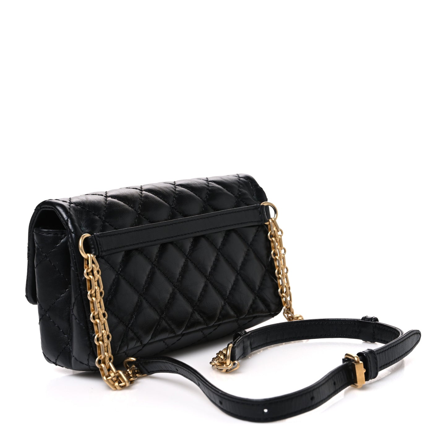 Aged Calfskin Quilted 2.55 Reissue Flap Belt Bag Clutch Black