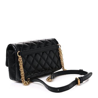 Chanel Aged Calfskin Quilted 2.55 Reissue Flap Belt Bag Clutch Black 2 of 9
