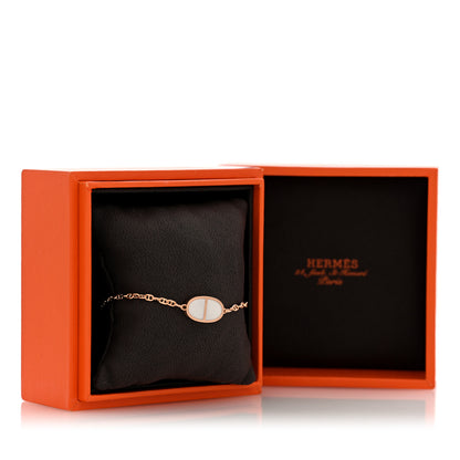 Hermes 18K Rose Gold White Ceramic Chaine d'Ancre Verso Bracelet 4 of 4
