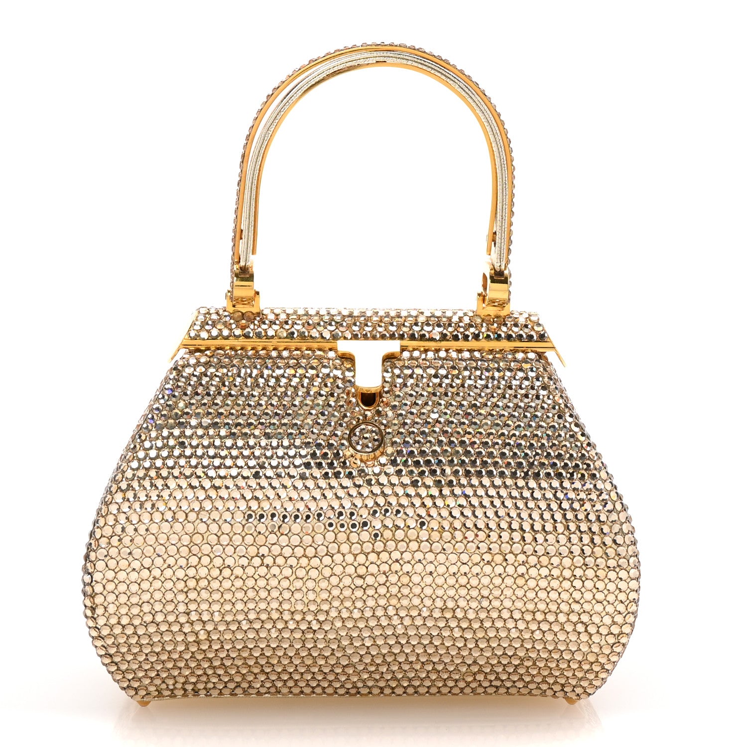 Judith Leiber Swarovski Crystal Minaudiere Clutch Gold 1 of 8