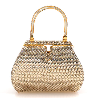 Judith Leiber Swarovski Crystal Minaudiere Clutch Gold 1 of 8