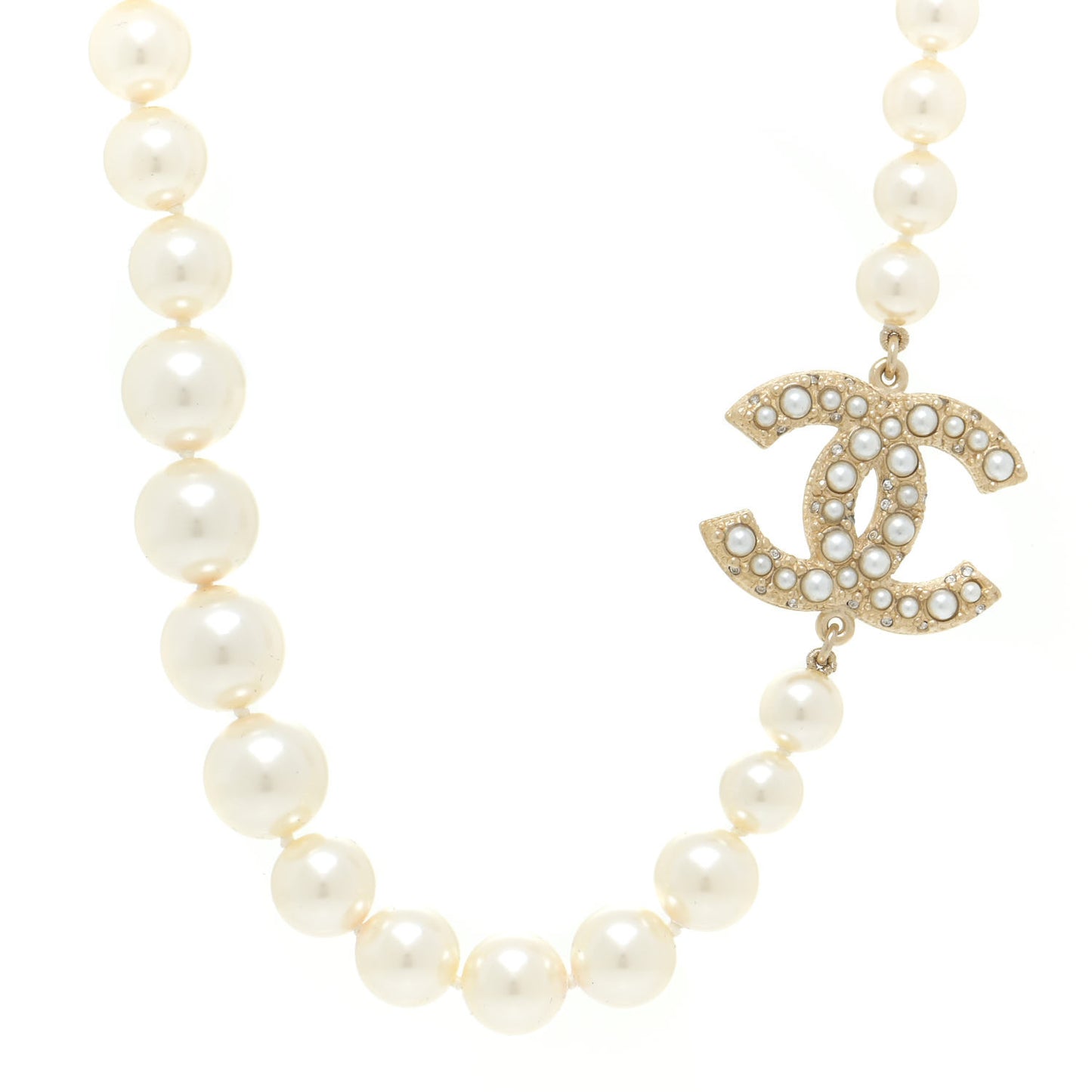Pearl CC 100th Anniversary Necklace Light Gold