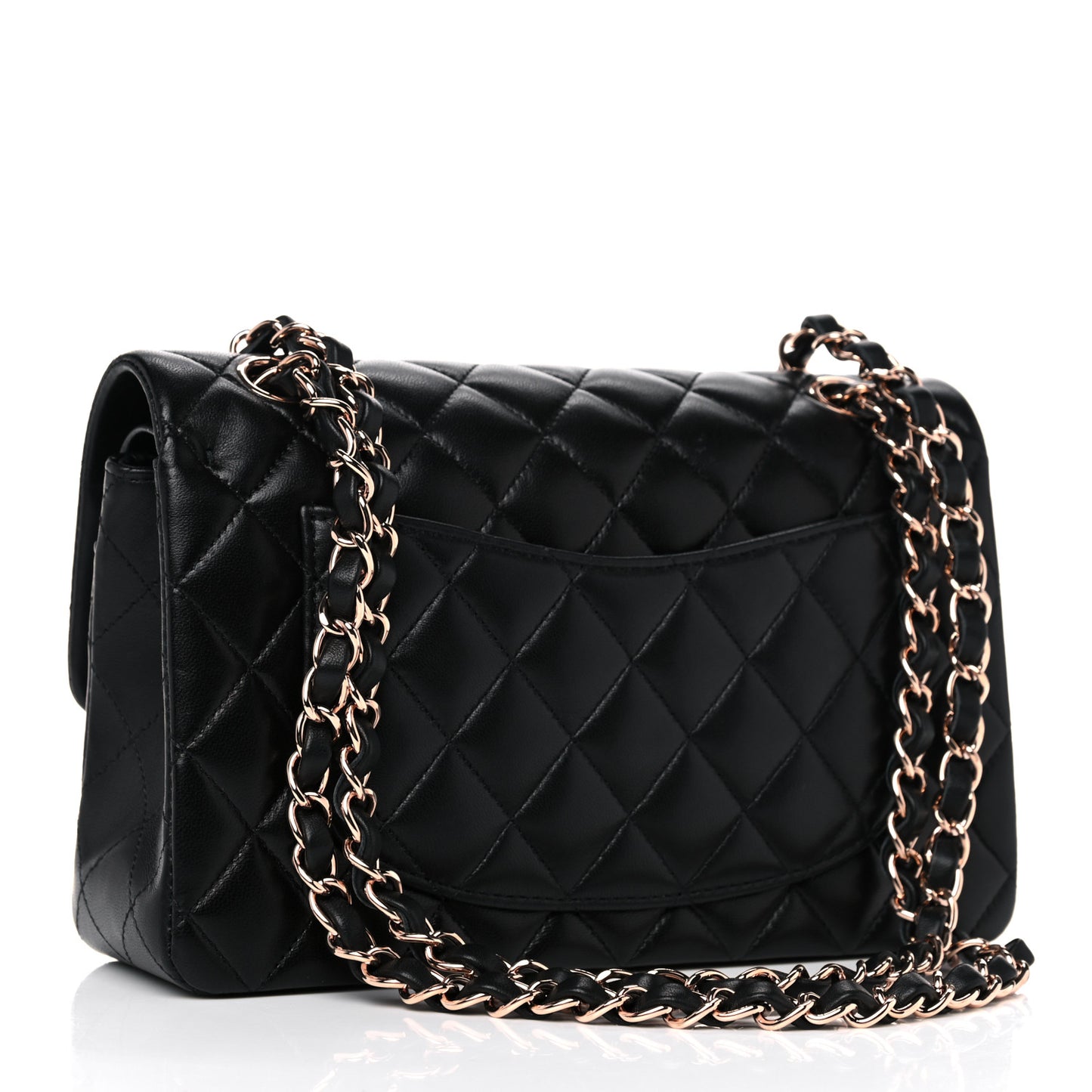 Lambskin Quilted Small Double Flap Black