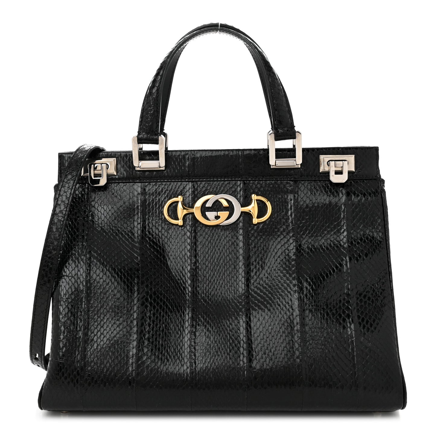 Elaphe Medium Zumi Top Handle Bag Black