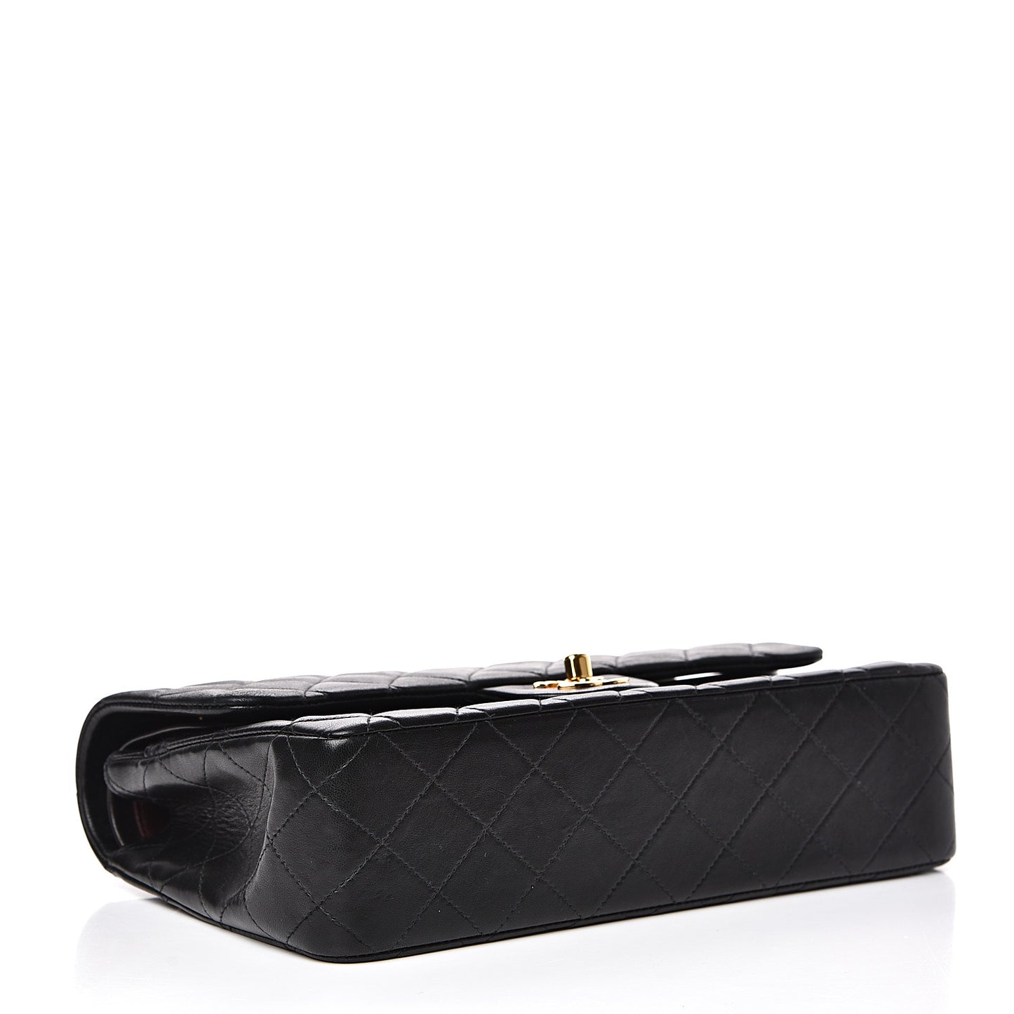 Lambskin Quilted Medium Double Flap Black