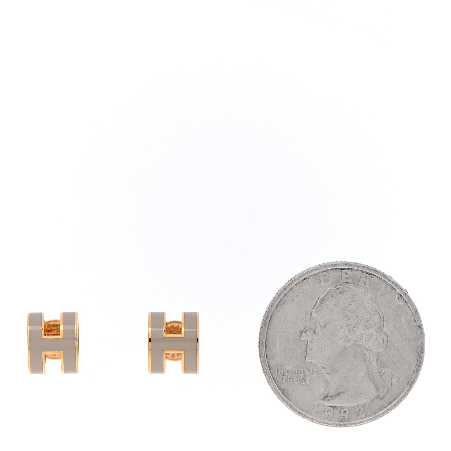 Hermes Gold Lacquered Mini Pop H Earrings Marron Glace 2 of 6