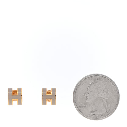 Hermes Gold Lacquered Mini Pop H Earrings Marron Glace 2 of 6