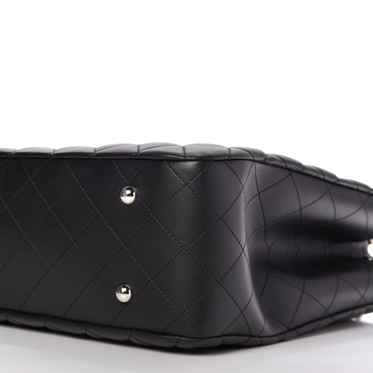 Calfskin Quilted Large CC Shopping Tote Black