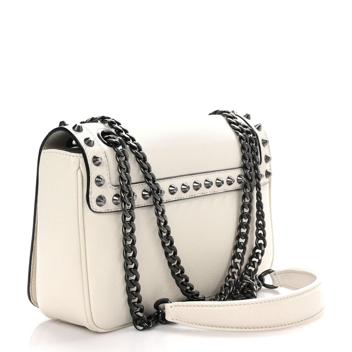 Prada Glace Calfskin Studded Crossbody White 3 of 9