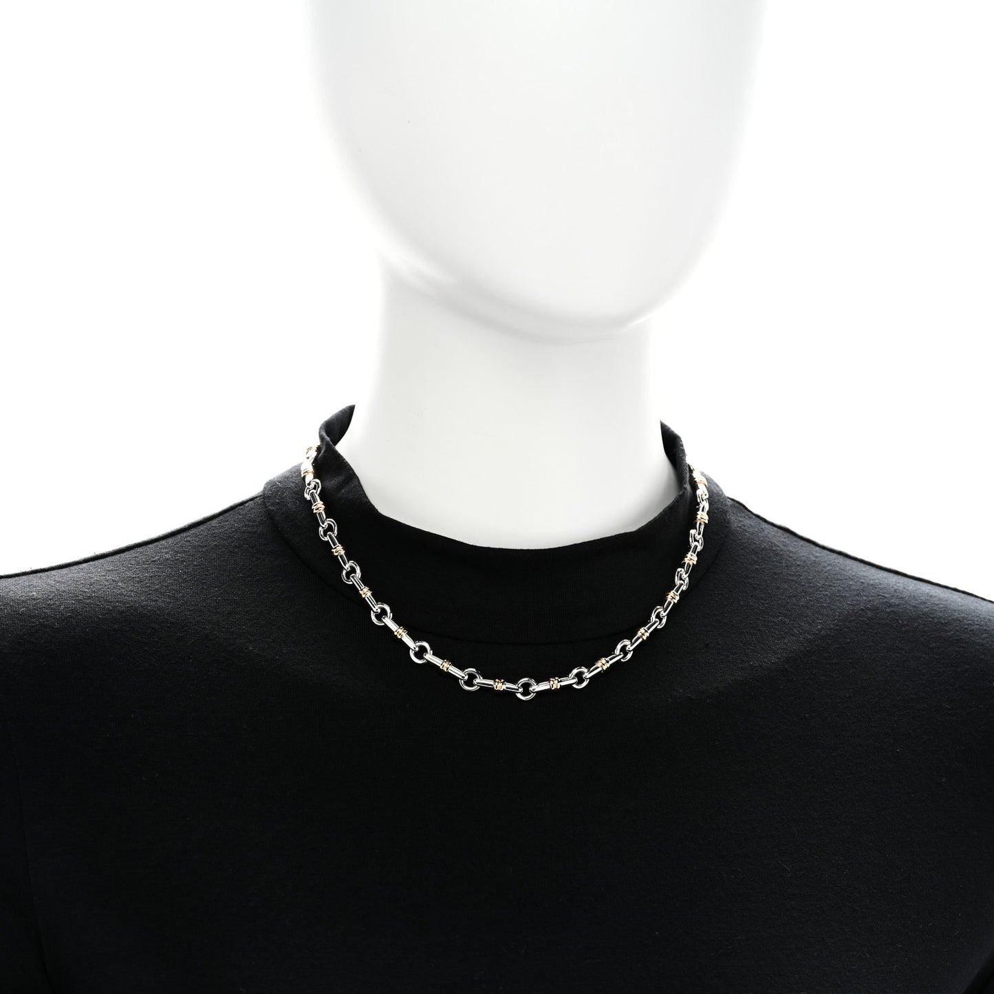 Sterling Silver 18K Yellow Gold Bar Link Necklace