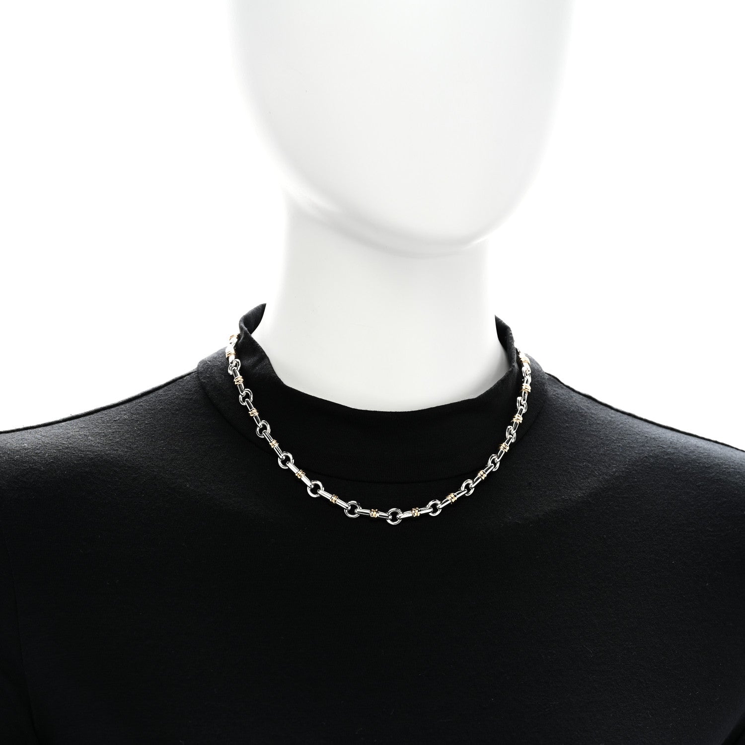 Tiffany Sterling Silver 18K Yellow Gold Bar Link Necklace 2 of 5