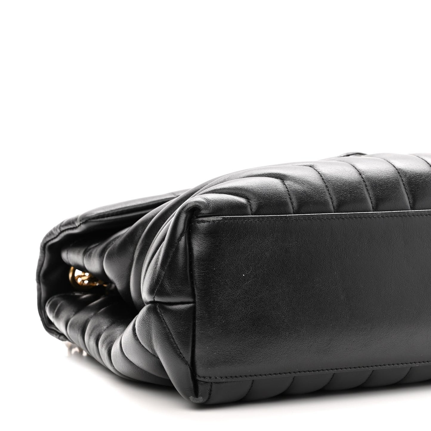 Calfskin Y Quilted Monogram Medium Loulou Chain Satchel Black