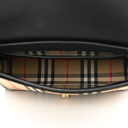 Burberry Grainy Calfskin Vintage Check Note Crossbody Bag Black 5 of 15
