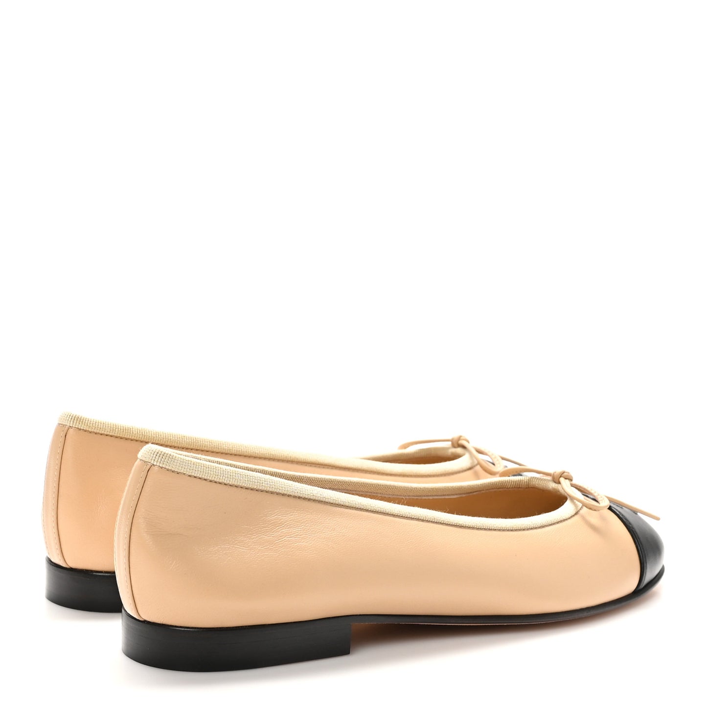 Lambskin Cap Toe CC Ballerina Flats 37.5 Beige Black