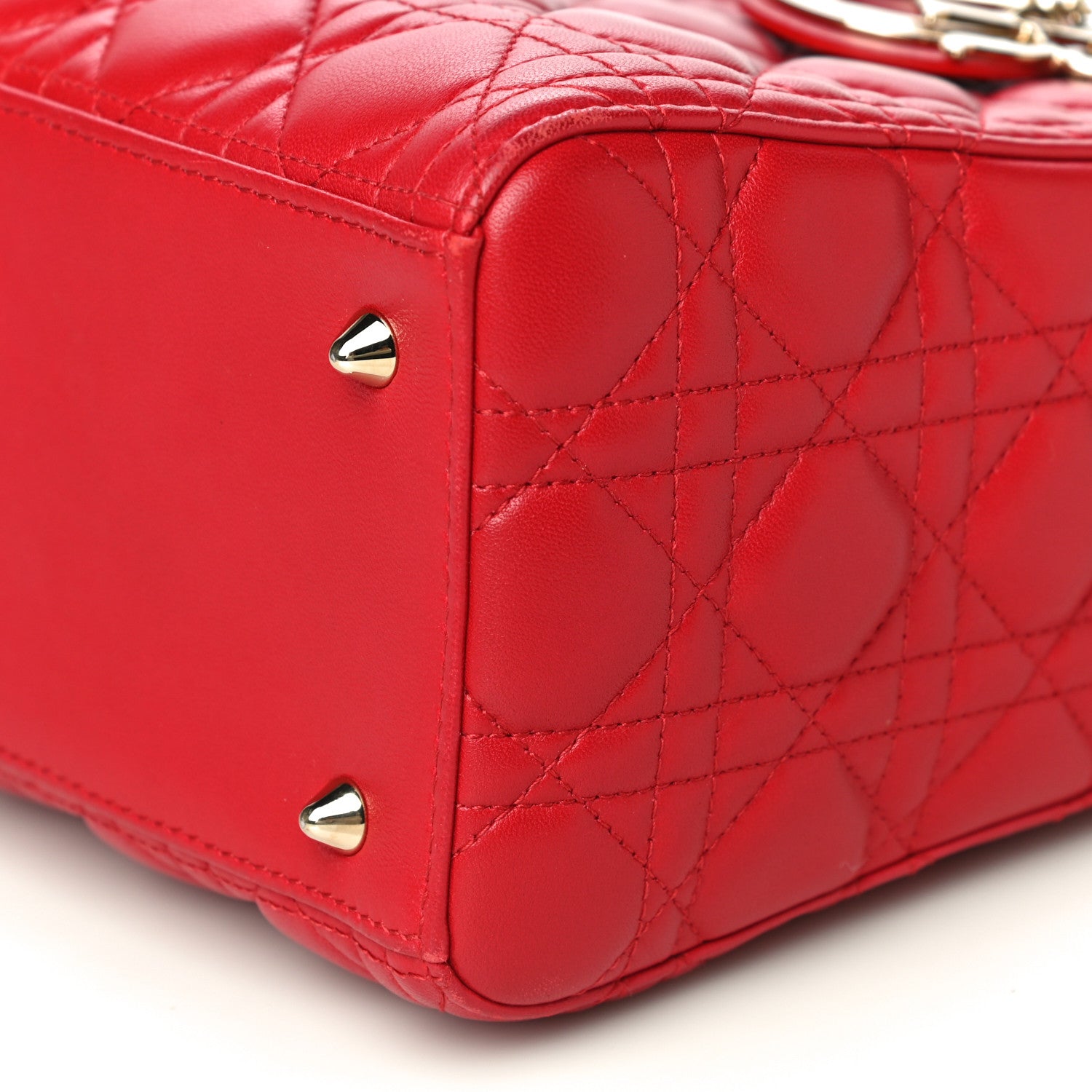 Christian Dior Lambskin Cannage Medium Lady Dior Red 6 of 11