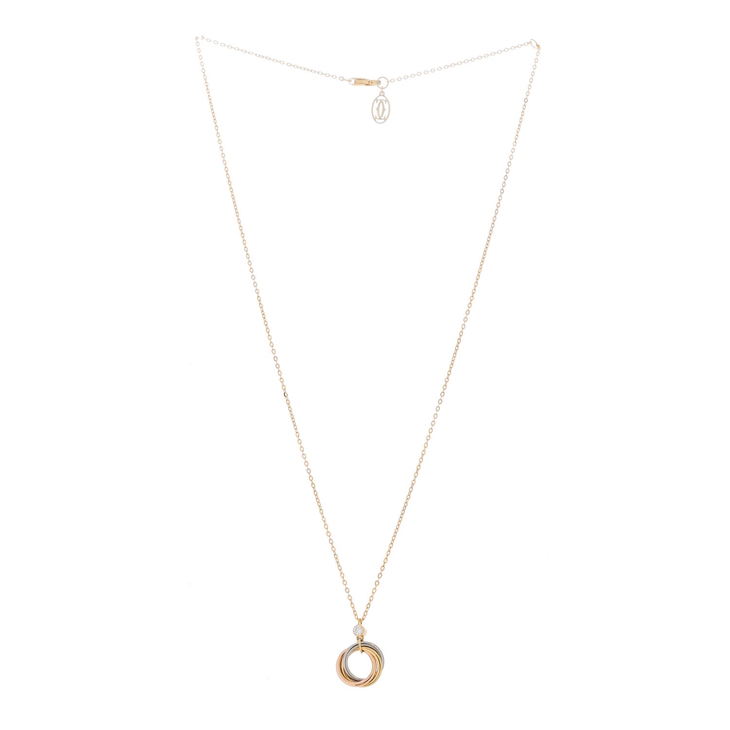 Cartier 18K Pink Yellow White Gold Diamond Trinity Pendant Necklace 3 of 6