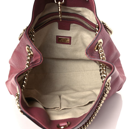 Gucci Pebbled Calfskin Medium Soho Chain Shoulder Bag Peonia Flower 4 of 10