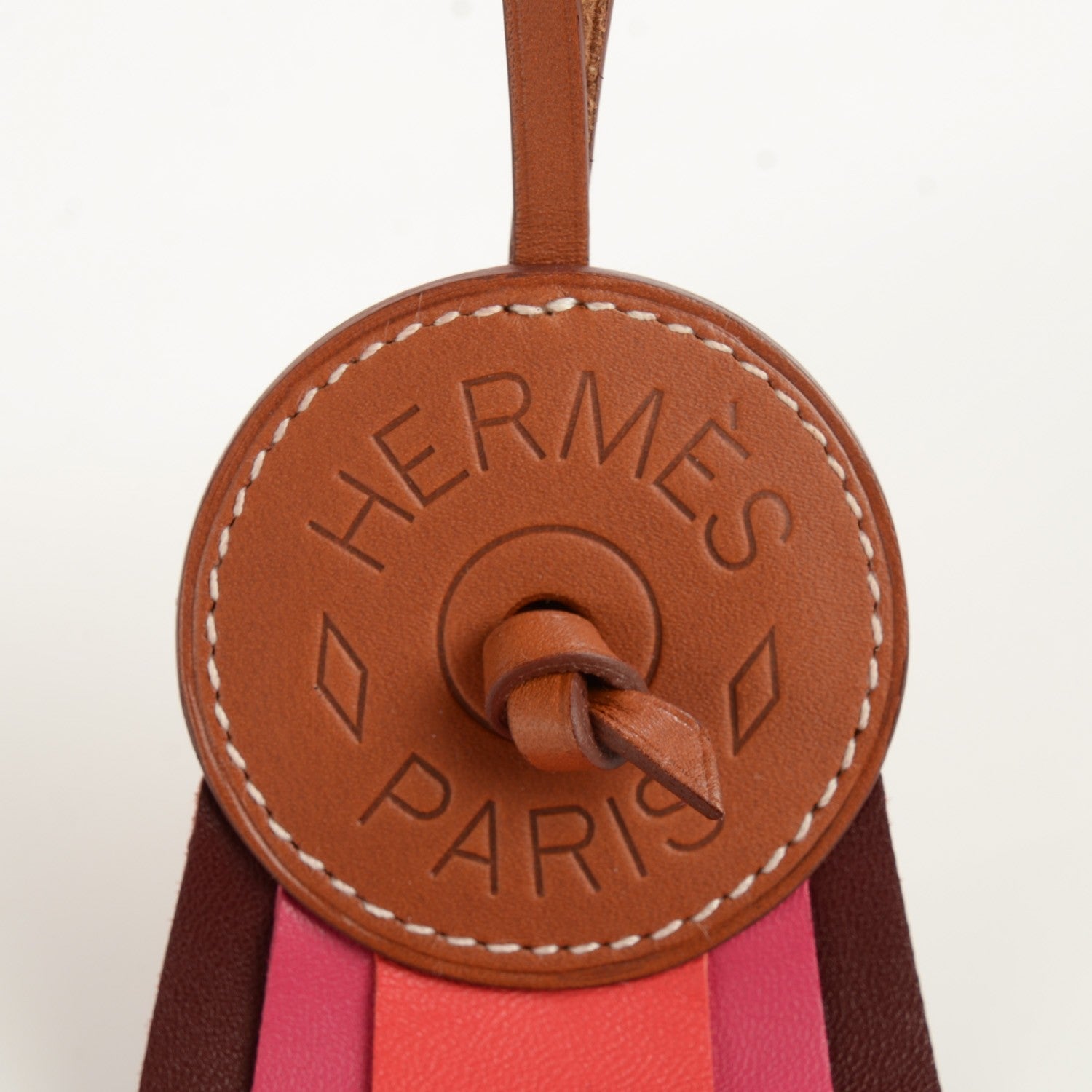 Hermes Hunter Cowhide Milo Lambskin Paddock Flot Bag Charm Rose Shocking Rouge H Rose Jaipur 5 of 5