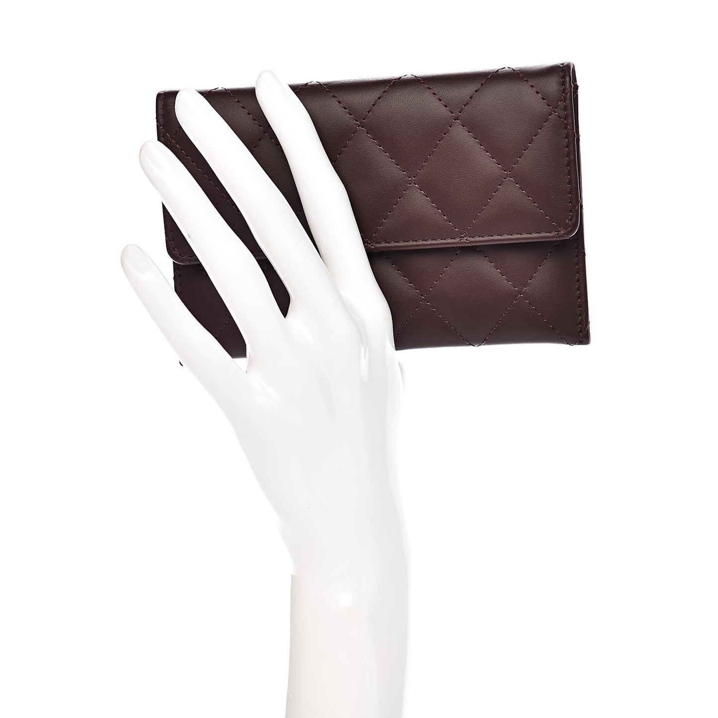 Lambskin Quilted Wallet On Removable Chain Insert Burgundy