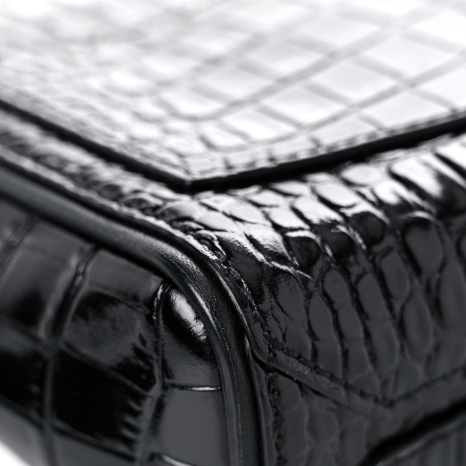 Givenchy Calfskin Crocodile Embossed Eden Mini Top Handle Black 9 of 16