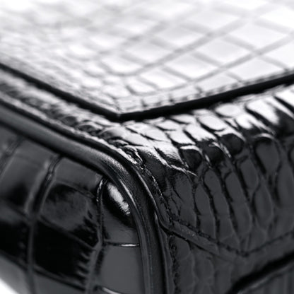 Givenchy Calfskin Crocodile Embossed Eden Mini Top Handle Black 9 of 16