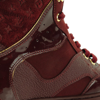 Louis Vuitton Calfskin Patent Suede Monogram Cliff Top Wedge Sneakers 39 Bordeaux 9 of 9