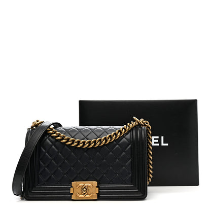 Chanel Lambskin Quilted Medium Boy Flap Black 13 of 13