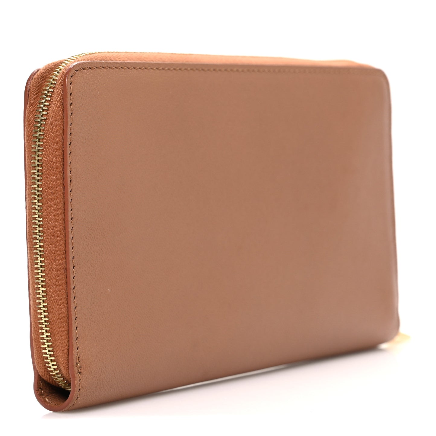 Calfskin Zip Around Multifunction Wallet Tan