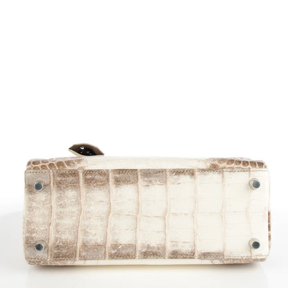 Hermes Matte Niloticus Crocodile Himalaya Kelly Retourne 25 White 8 of 32