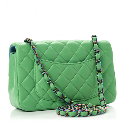 Chanel Lambskin Quilted Mini Rectangular Flap Green Blue 3 of 11