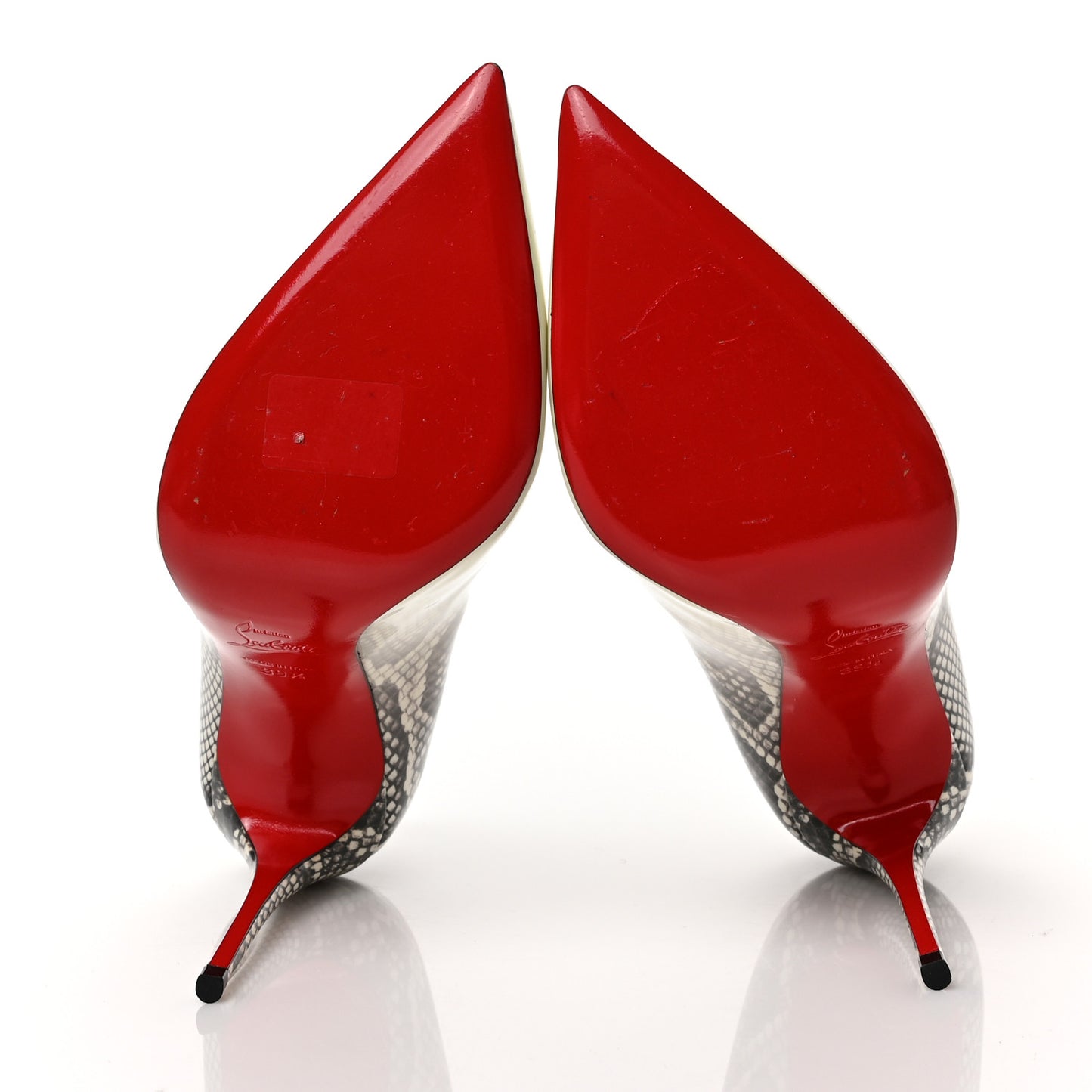 Patent Degrade Snakeskin Printed Pigalle Follies 100 Pumps 39.5 White Roccia