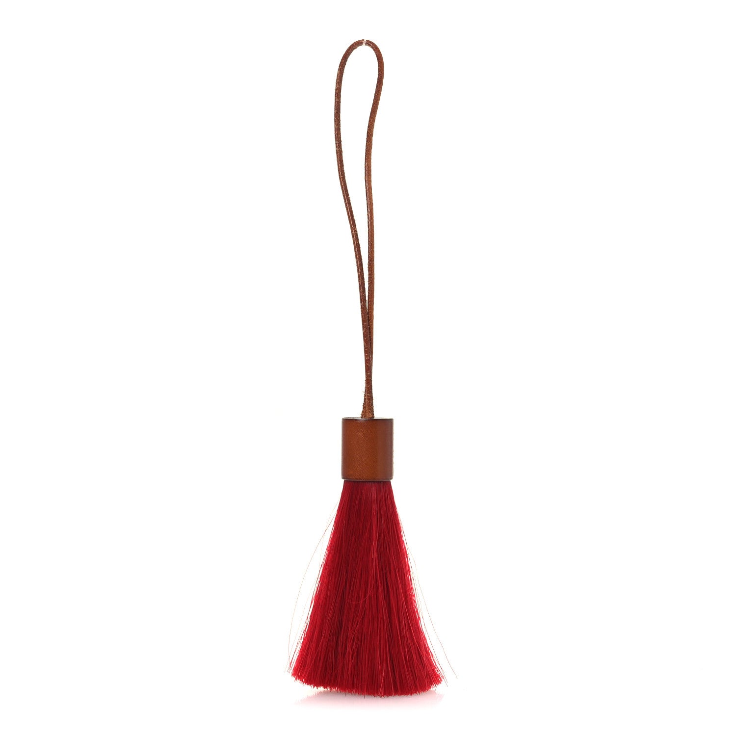 Hermes Horse Hair Barenia Tassel Bag Charm Gold Rouge 1 of 3
