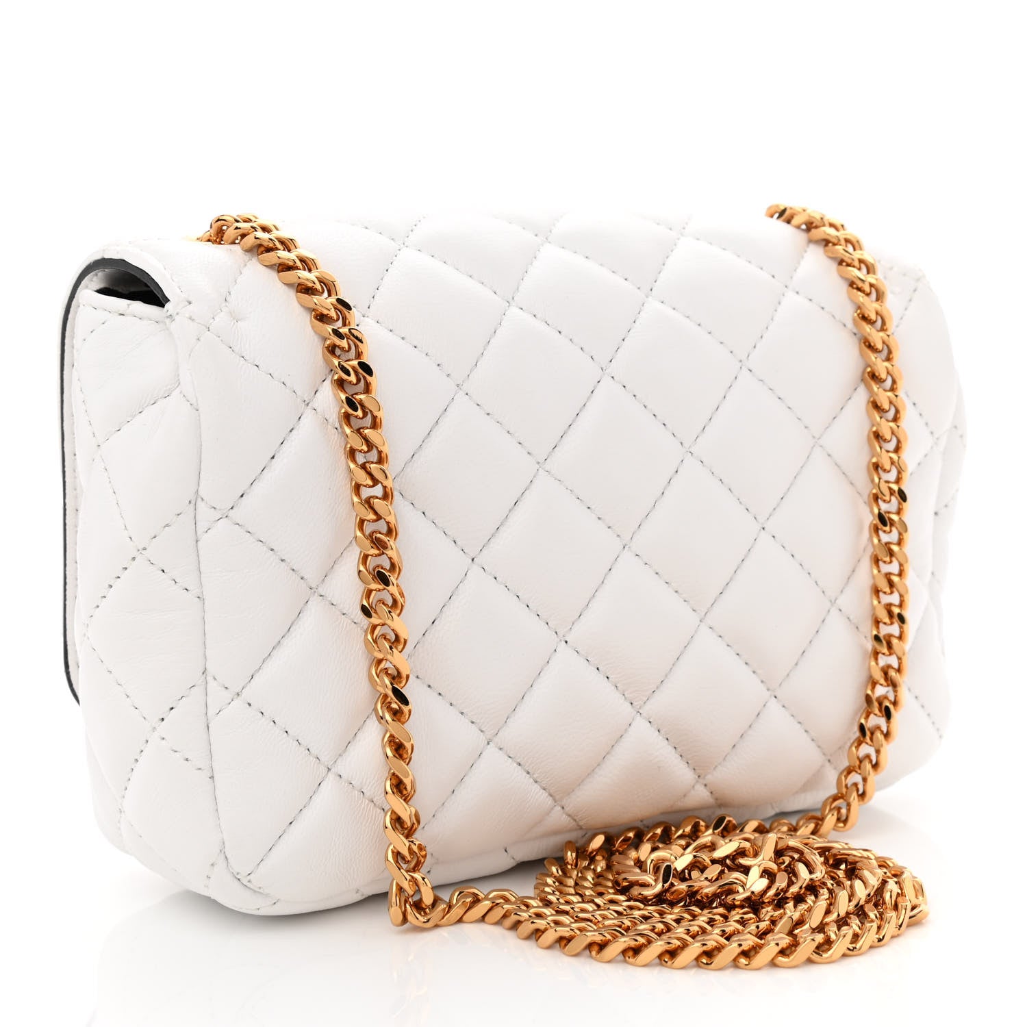 Versace Nappa Quilted Small Medusa Chain Crossbody White 3 of 10